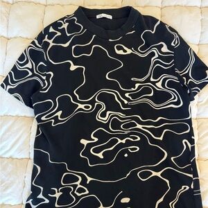 Zara Black and Cream Abstract Men's Tee
